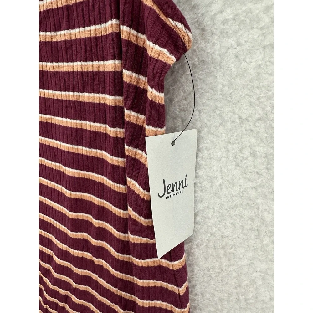 Jenni Intimates Cami‎ Top Striped Ribbed Sleeveless Casual Burgundy Size S